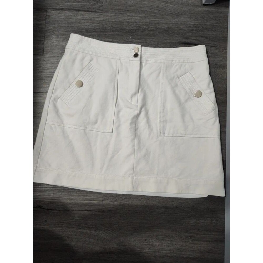 Loft women's white skirt gold buttons size 10